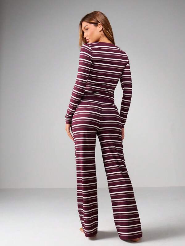 MISSGUIDED Striped Button-Up Cardigan With Long Sleeves