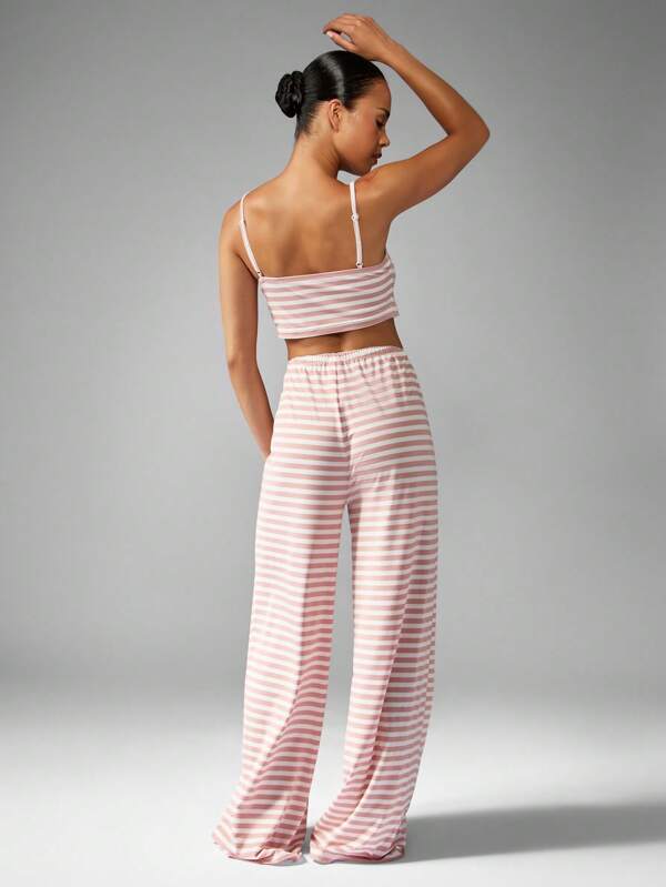 MISSGUIDED Striped Crop Cami Top With Wide Leg Pants