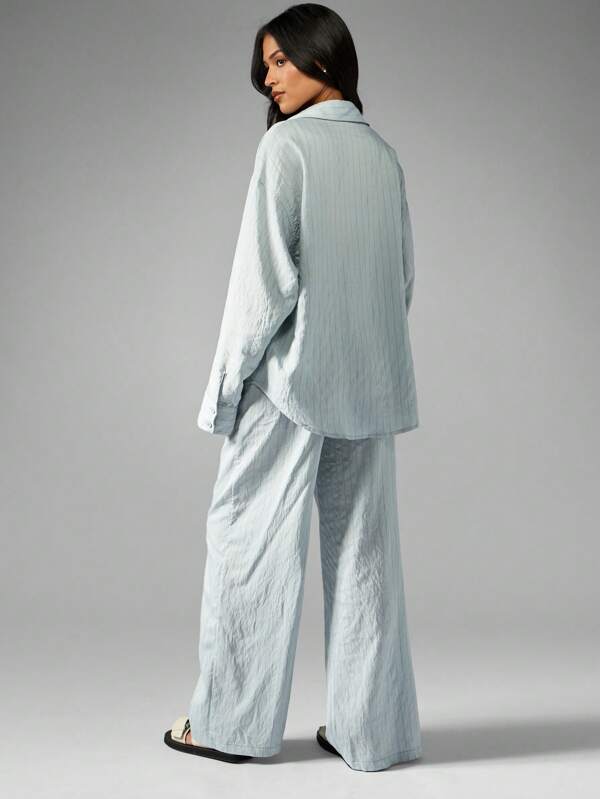 MISSGUIDED Striped Linen Shirt And Trousers Two Piece Co Ord Set