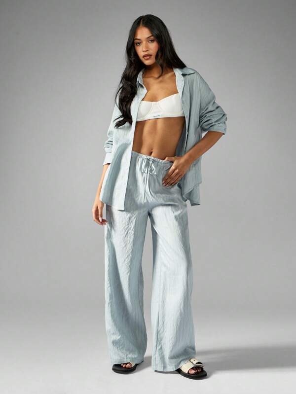 MISSGUIDED Striped Linen Shirt And Trousers Two Piece Co Ord Set
