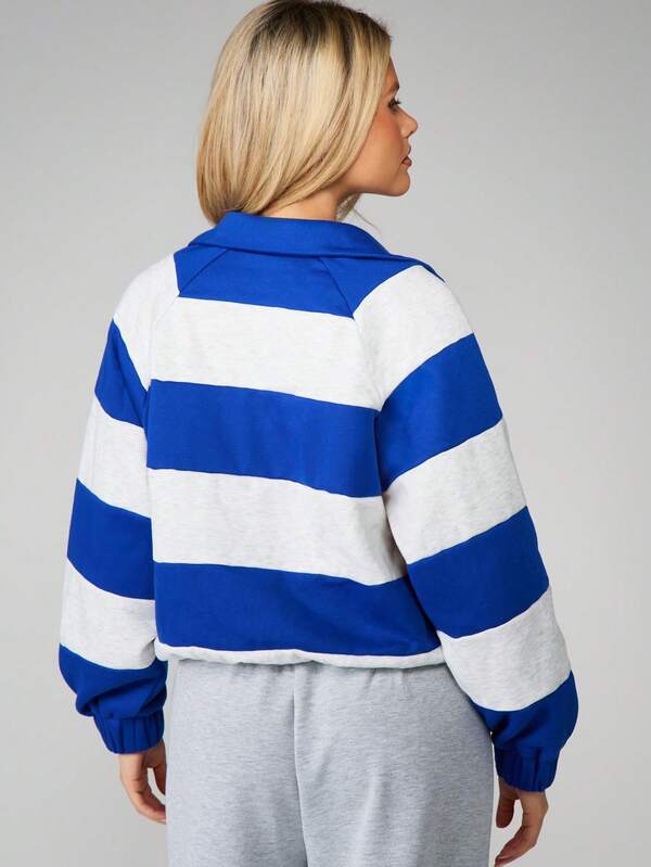 MISSGUIDED Striped Rugby Shirt With Collar