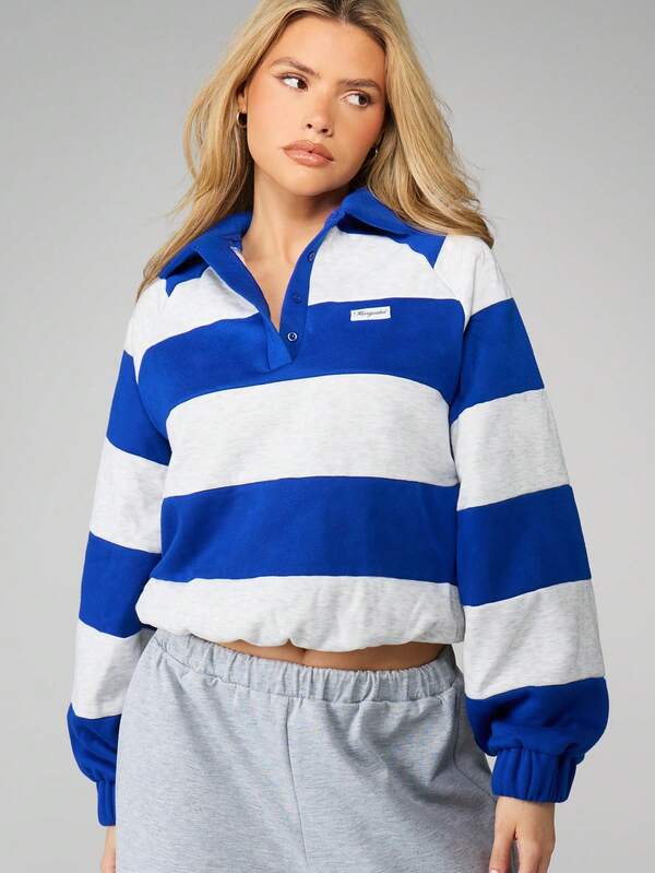 MISSGUIDED Striped Rugby Shirt With Collar