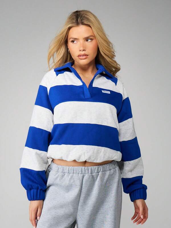 MISSGUIDED Striped Rugby Shirt With Collar