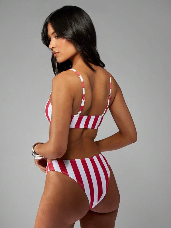MISSGUIDED Striped Spaghetti Strap Two-Piece Bikini Set