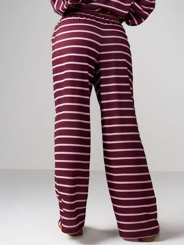 MISSGUIDED Striped Wide Leg Drawstring Sweatpants