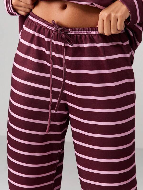 MISSGUIDED Striped Wide Leg Drawstring Sweatpants