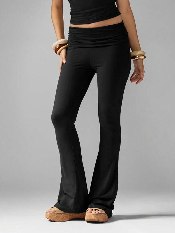 MISSGUIDED Stud Detail Flare Bottom Leggings With Wide Leg