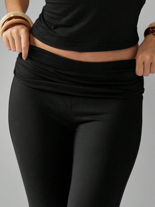 MISSGUIDED Stud Detail Flare Bottom Leggings With Wide Leg