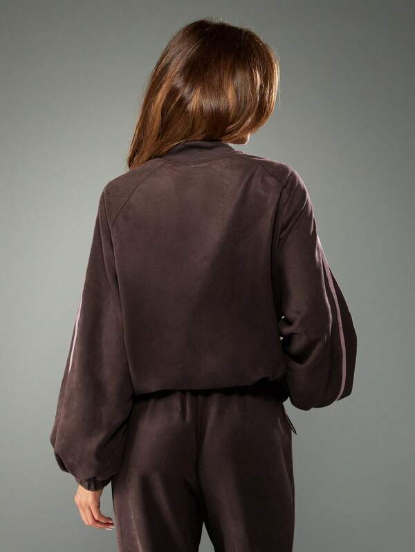 MISSGUIDED Suede Bomber Jacket With Full Zip