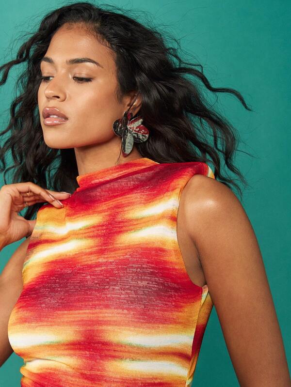 MISSGUIDED Sunset Tie Dye Ruched Bodycon Mini Dress
