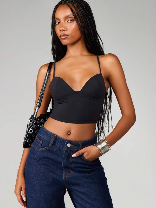 MISSGUIDED Sweetheart Crop Corset With Straps