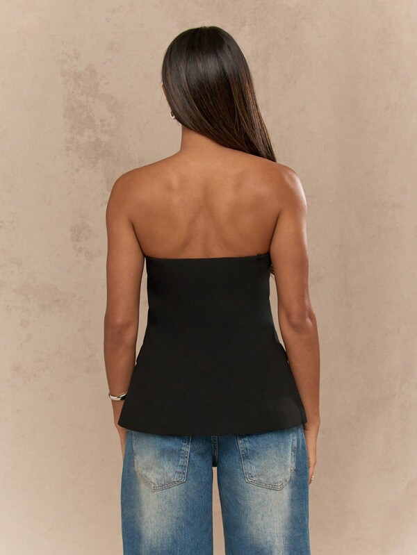 MISSGUIDED Tailored Button Down Bandeau Tank Top
