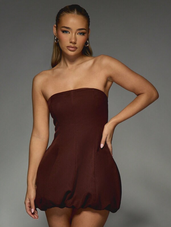 MISSGUIDED Tailored Puffball Bandeau Mini Dress