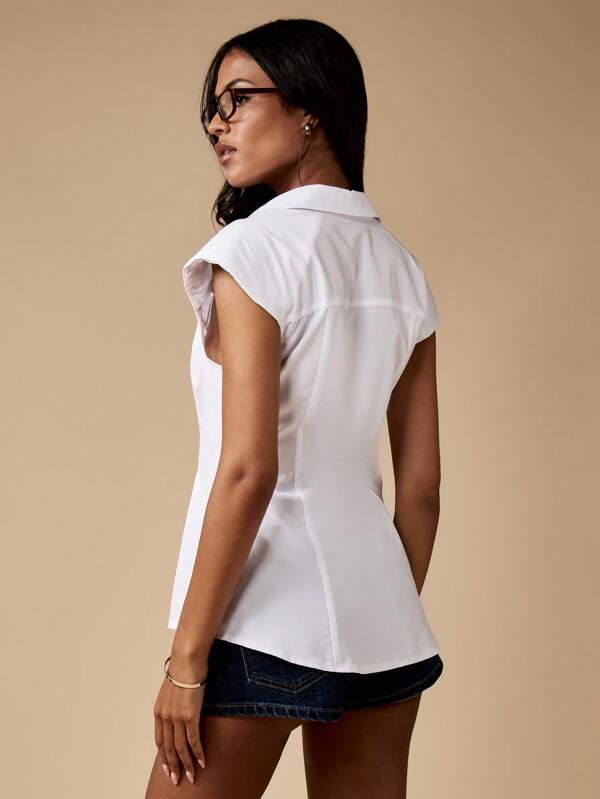 MISSGUIDED Tailored Sleeveless Peplum Blouse With Button Front