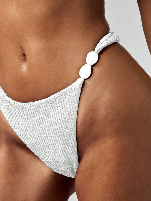 MISSGUIDED Textured Bikini Set With Beaded Details And Adjustable Straps