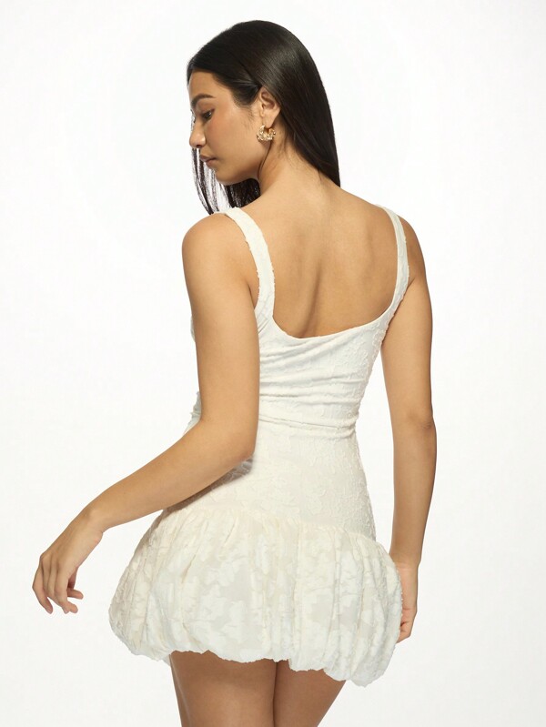 MISSGUIDED Textured Brocade Puffball Mini Dress With Bubble Hem