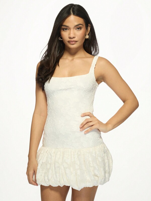 MISSGUIDED Textured Brocade Puffball Mini Dress With Bubble Hem
