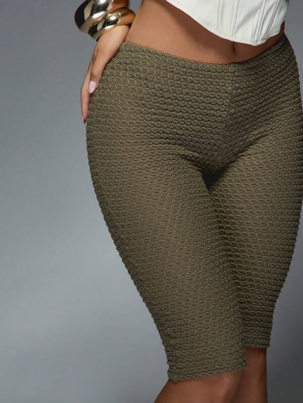 MISSGUIDED Textured Knit Biker Shorts With Honeycomb Pattern