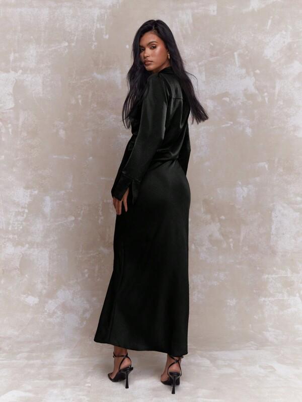 MISSGUIDED Textured Open Shirt And Maxi Skirt Two Piece Co-Ord Set