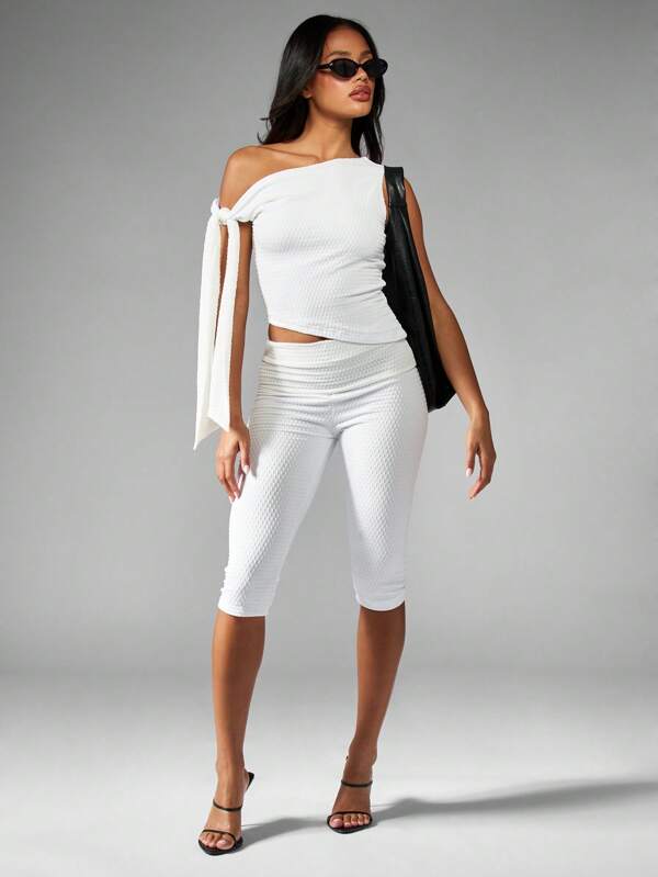 MISSGUIDED Textured Ruched Capri Two-Piece Outfits