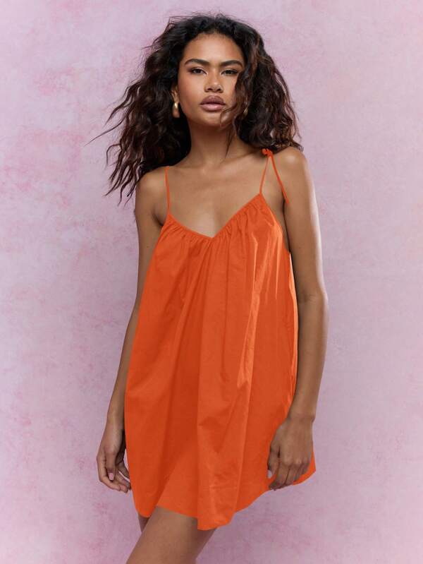 MISSGUIDED Tie Shoulder Smock Mini Dress