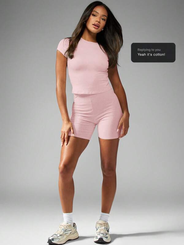 MISSGUIDED Top And Cycle Short Two Piece Co Ord Set