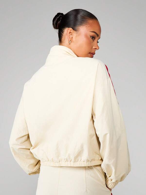 MISSGUIDED Track Jacket With Red Contrast Piping