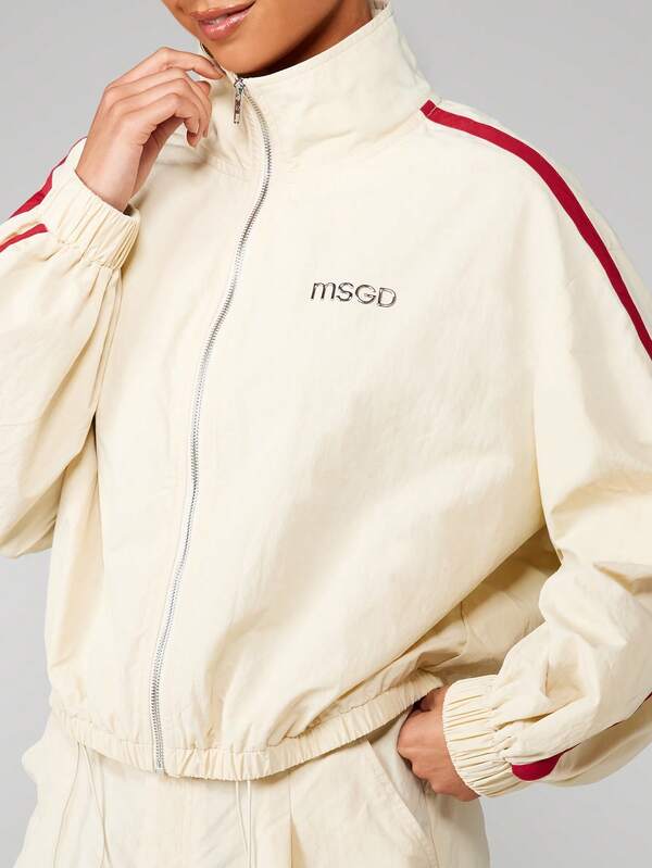 MISSGUIDED Track Jacket With Red Contrast Piping