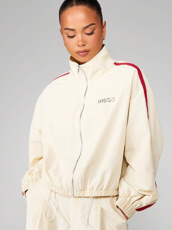 MISSGUIDED Track Jacket With Red Contrast Piping