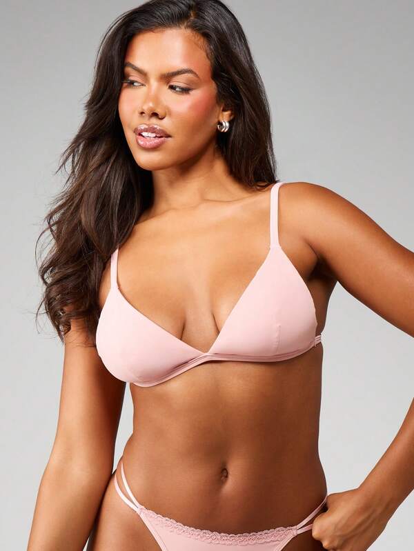 MISSGUIDED Triangle Bralette With Lace Trim