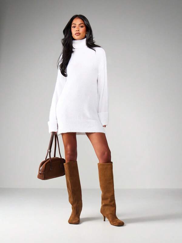 MISSGUIDED Turtleneck Knit Sweater Dress
