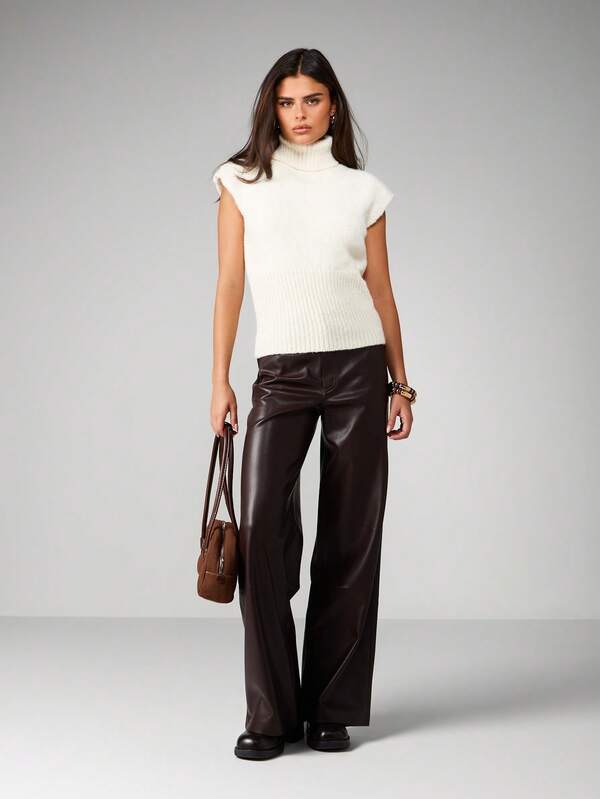 MISSGUIDED Turtleneck Sweater With Cap Sleeves