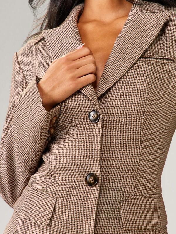 MISSGUIDED Tweed Blazer Dress With Lapel Collar And Buttons