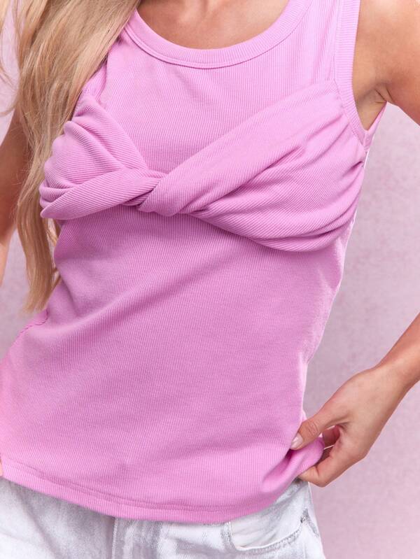 MISSGUIDED Twist Knot Detail Bust Ribbed Tank Top