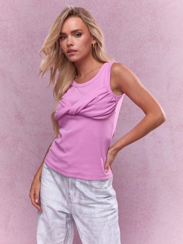 MISSGUIDED Twist Knot Detail Bust Ribbed Tank Top
