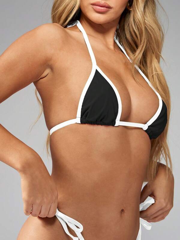 MISSGUIDED Two-Piece Triangle Halter Swimsuit Set