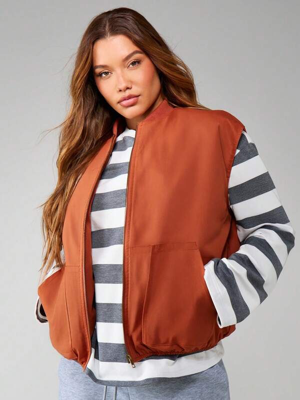 MISSGUIDED Utility Padded Quilted Vest With Pockets