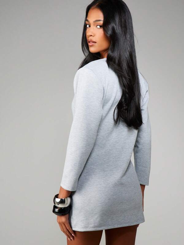 MISSGUIDED V Neck Long Sleeve Mini Dress