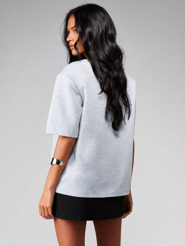 MISSGUIDED V Neck Short Sleeve Scuba Tee