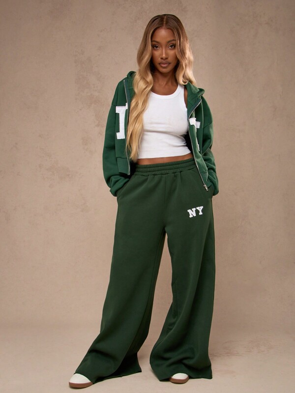MISSGUIDED Varsity New York Athletic Zip Through Hoodie Sweatshirt