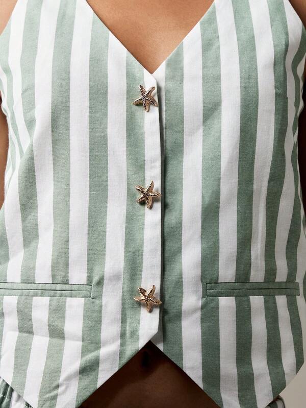 MISSGUIDED Vertical Striped Waistcoat With Palazzo Pants Coordinates