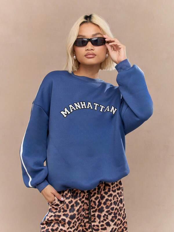 MISSGUIDED Vintage Oversize Varsity Sweatshirt