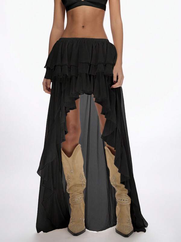 MISSGUIDED Waterfall High Low Maxi Asymmetrical Skirt