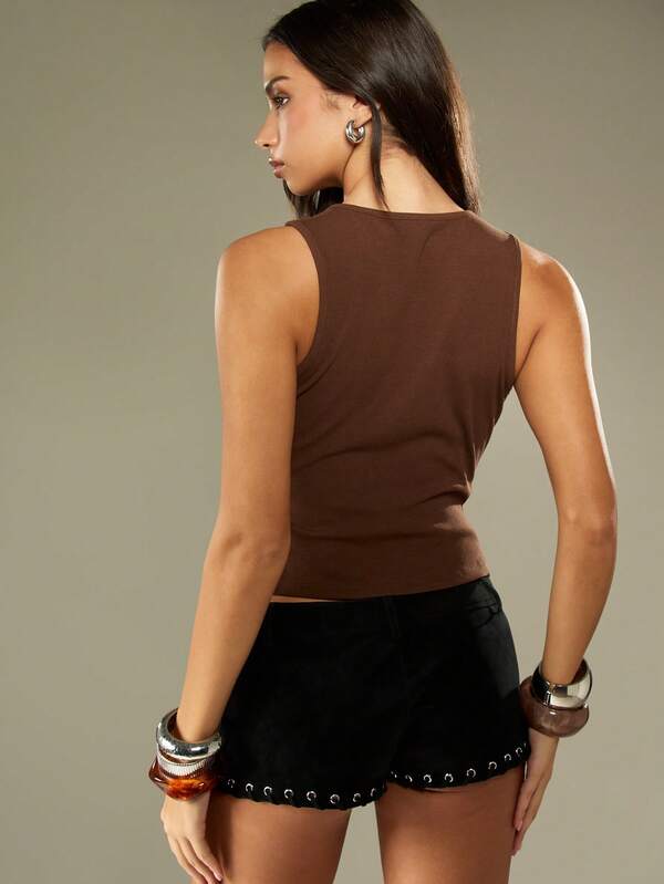MISSGUIDED Western Buckle Strap Tank Top