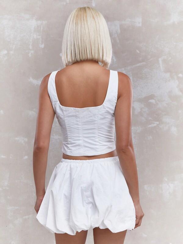 MISSGUIDED White Corset Tank Top And Bubble Hem Mini Skirt Co-Ord Set