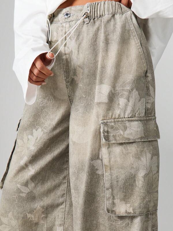 MISSGUIDED Wide Leg Camouflage Cargo Pants