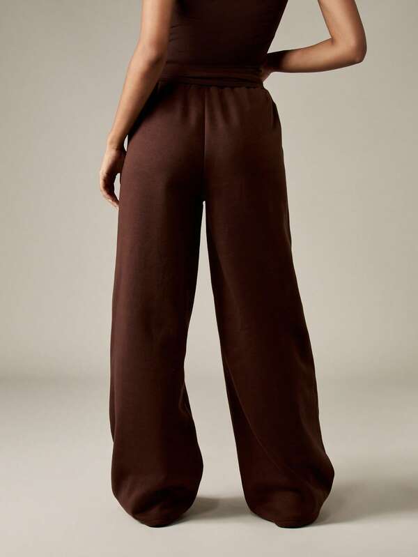 MISSGUIDED Wide Leg Drawstring Joggers With Athletic Logo Print