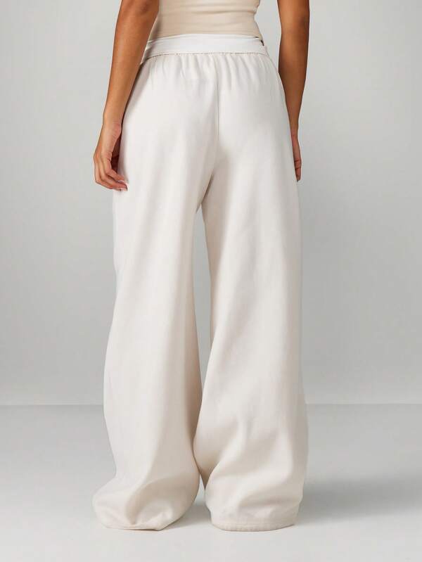 MISSGUIDED Wide Leg Drawstring Joggers With Branding