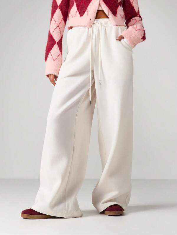 MISSGUIDED Wide Leg Drawstring Sweatpants With Bow Detail