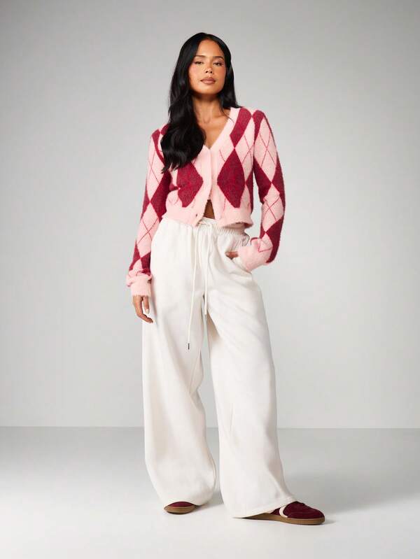 MISSGUIDED Wide Leg Drawstring Sweatpants With Bow Detail